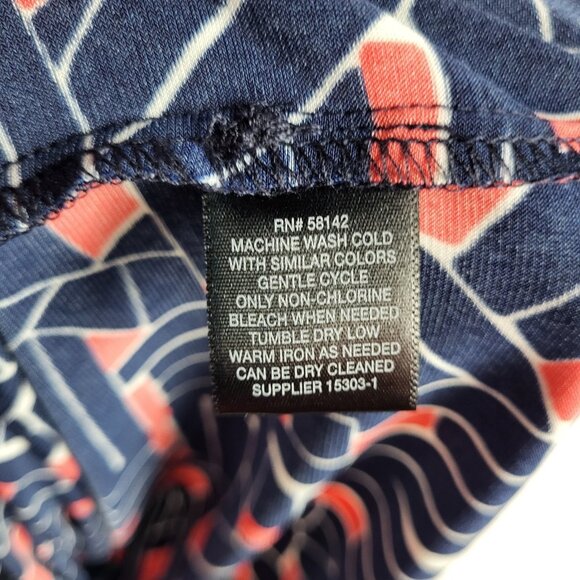 Liz Claiborne Dress Women's 16 Blue Red Faux Wrap Rusched Waist Office Career - Picture 10 of 10